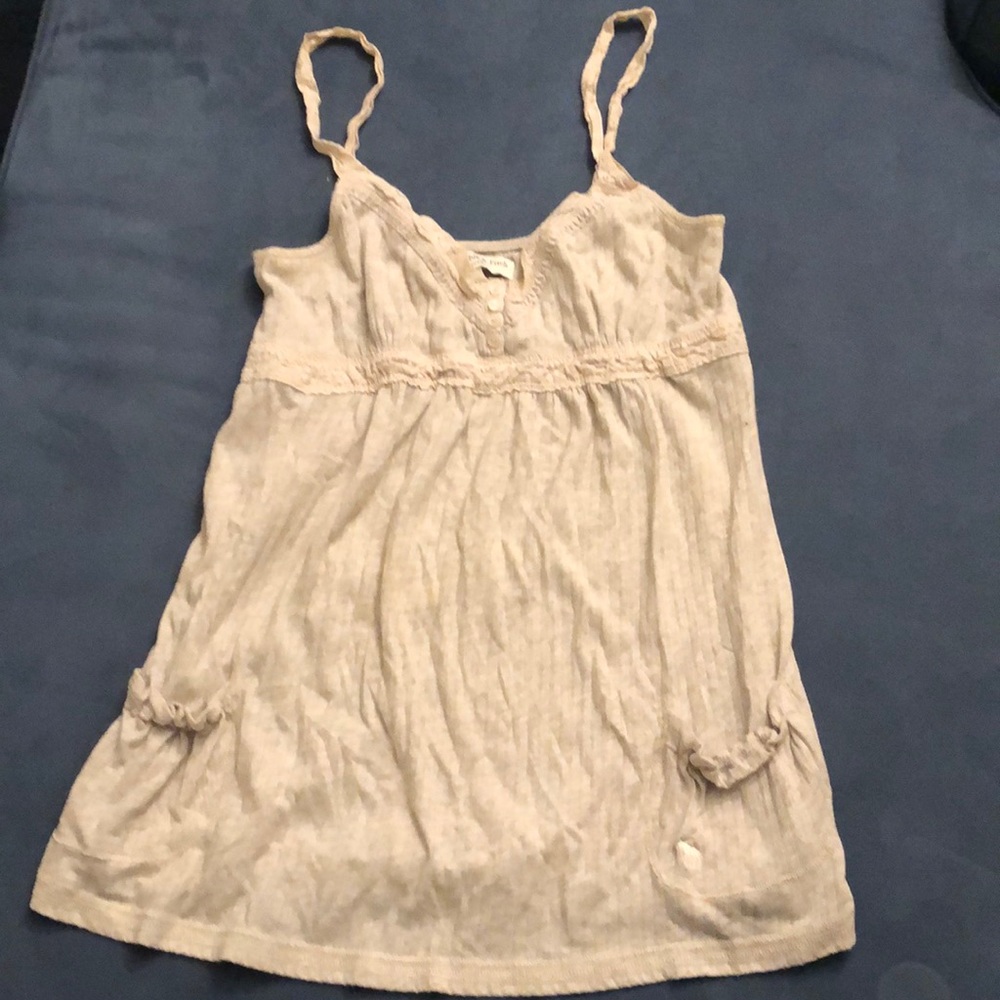 Abercrombie & Fitch S gray empire waist lace trim pocket tank